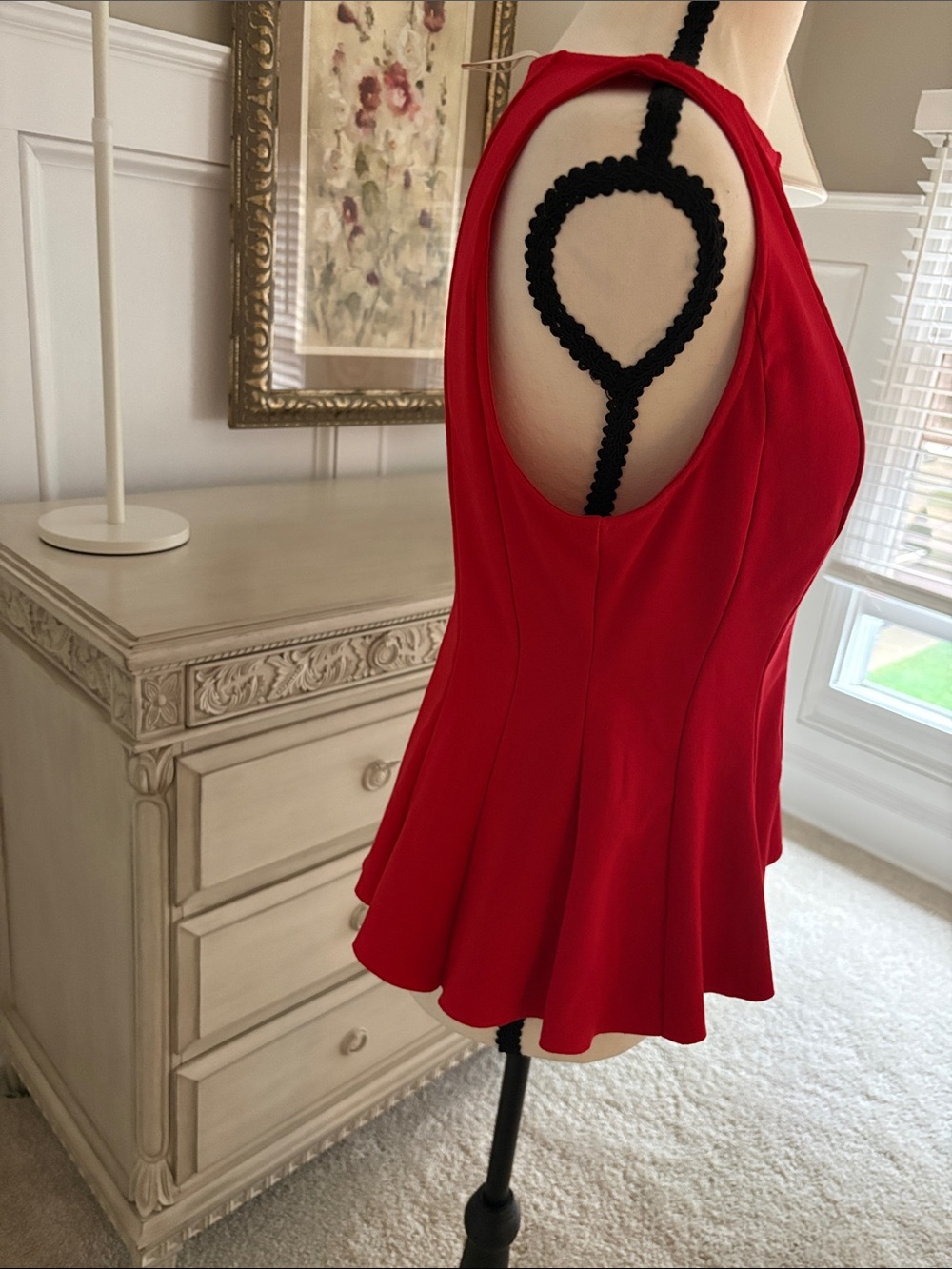 Anthropologie Red Sleeveless Peplum Tank Top - Picture 2 of 4